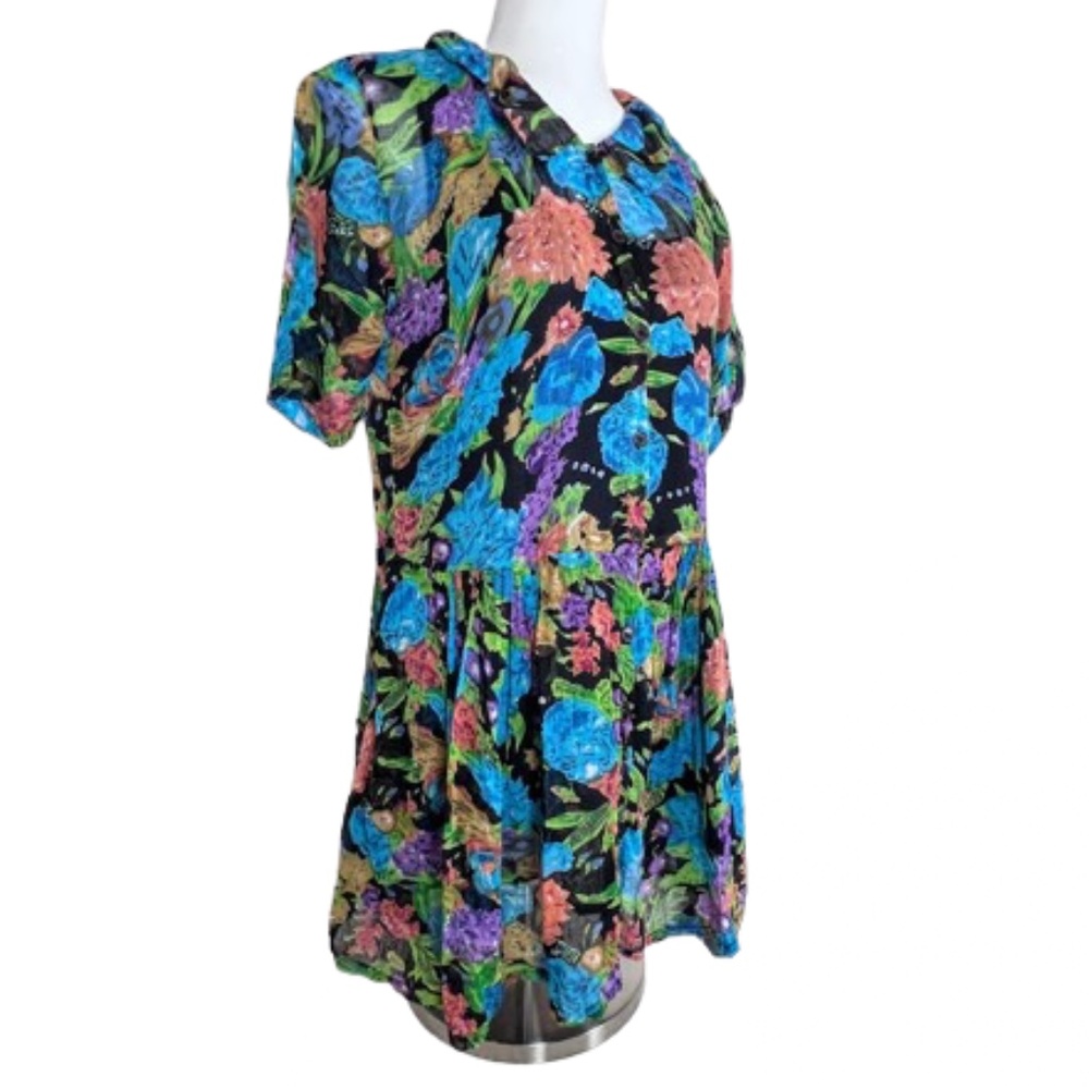 Equation Floral Bright Boho Mini-Dress / Tunic Top